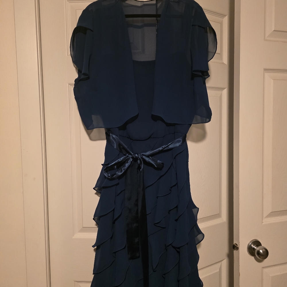 Michael Antonio Teal Ruffled  Dress